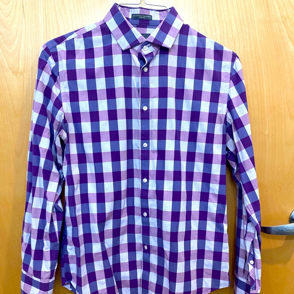 Men’s Lavender Check Button Down